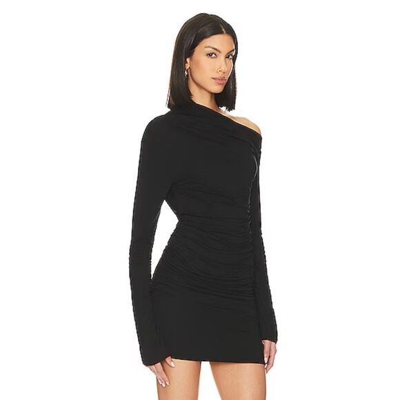 NWT SNDYS Nyah Dress Black knit mini soft asymmetrical Revolve S - Picture 2 of 7